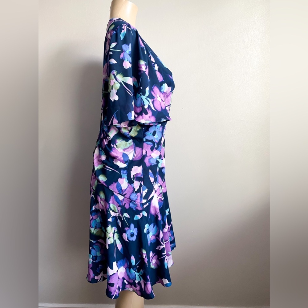 Donna Morgan Tie Dye Watercolor Sterling Dress Easter Modest Girly Floral 10 - Picture 9 of 13